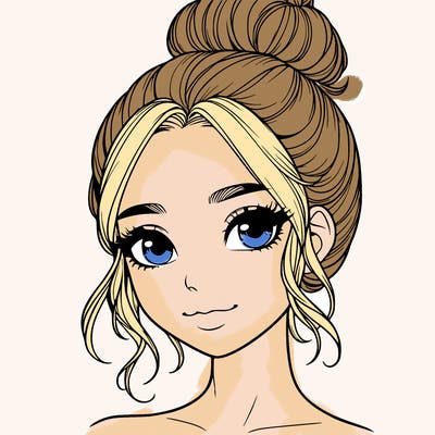 realistic pretty girl with hair in bun