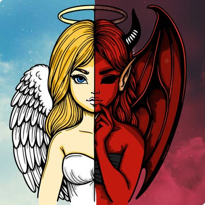 realistic angel half demon