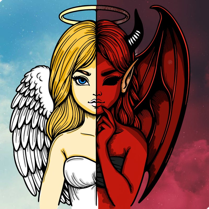 realistic angel half demon