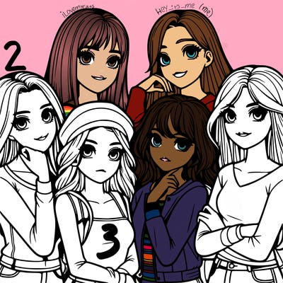 a group of girls realistic