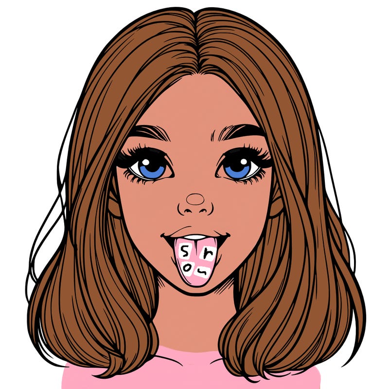 realistic girl with her tongue out