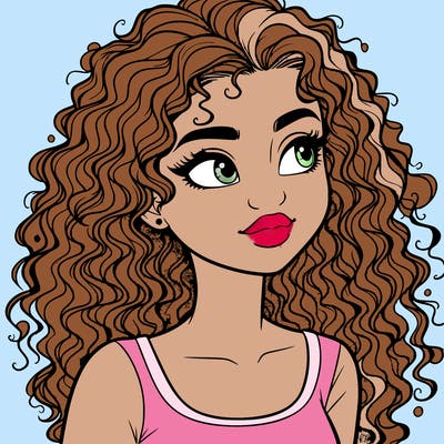 realistic girl with curly hair