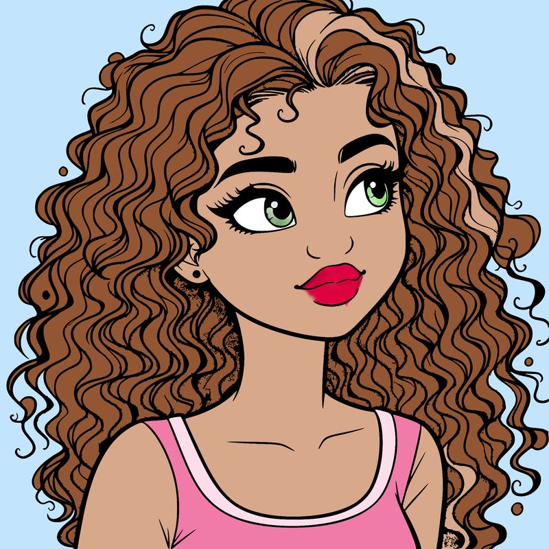 realistic girl with curly hair