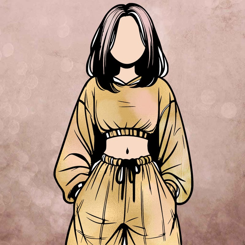 realistic girl faceless with baggy pants and a crop top