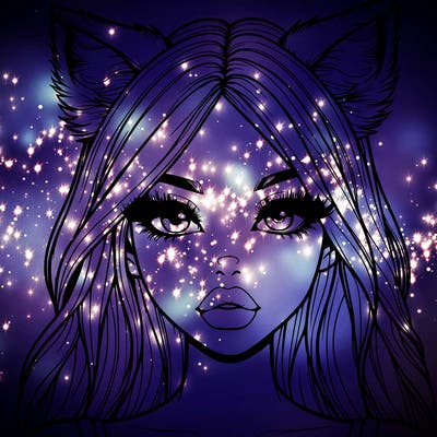 realistic girl with fox ears and realistic lips