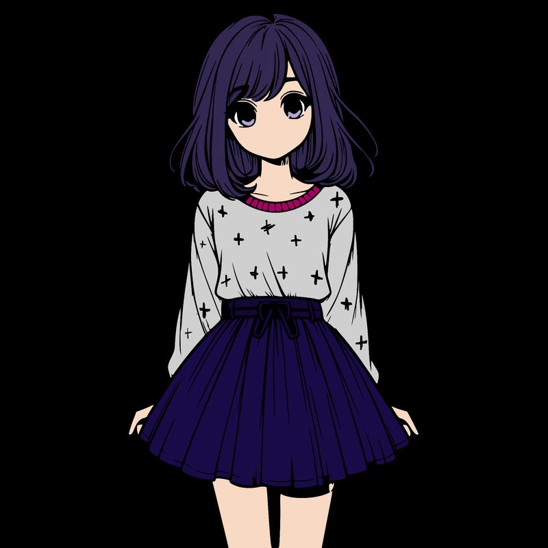 realistic girl with a skirt on