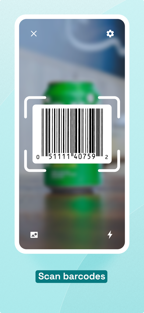 Cantant - Smarter Bookkeeping - Interface do aplicativo Cantant mostrando o scanner de código de barras para gerenciamento de inventário