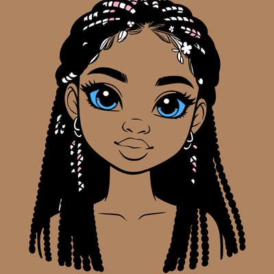 a realistic black girl with braids