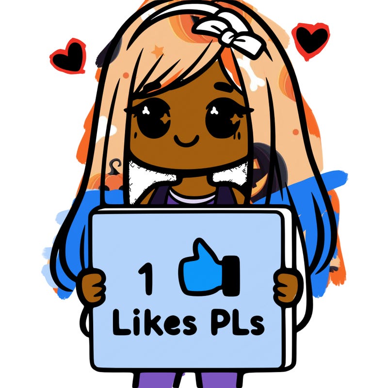 girl holding a sign saying 10 likes pls