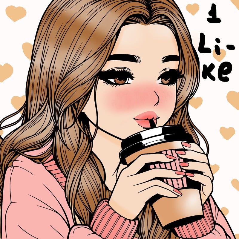 realistic girl drinking coffee