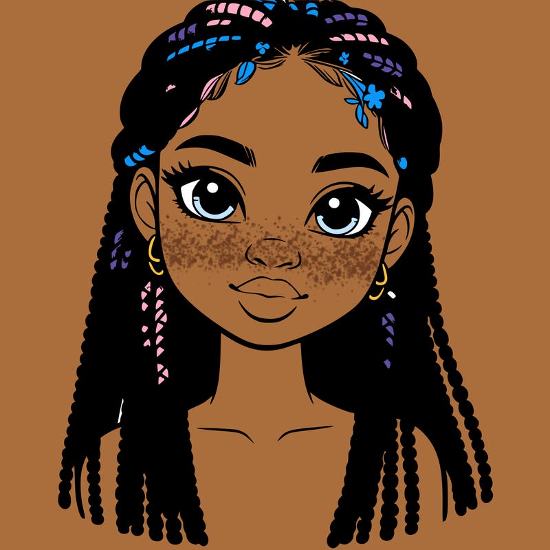 a realistic black girl with braids