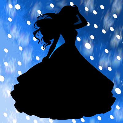 realistic woman with dress flowing in the wind