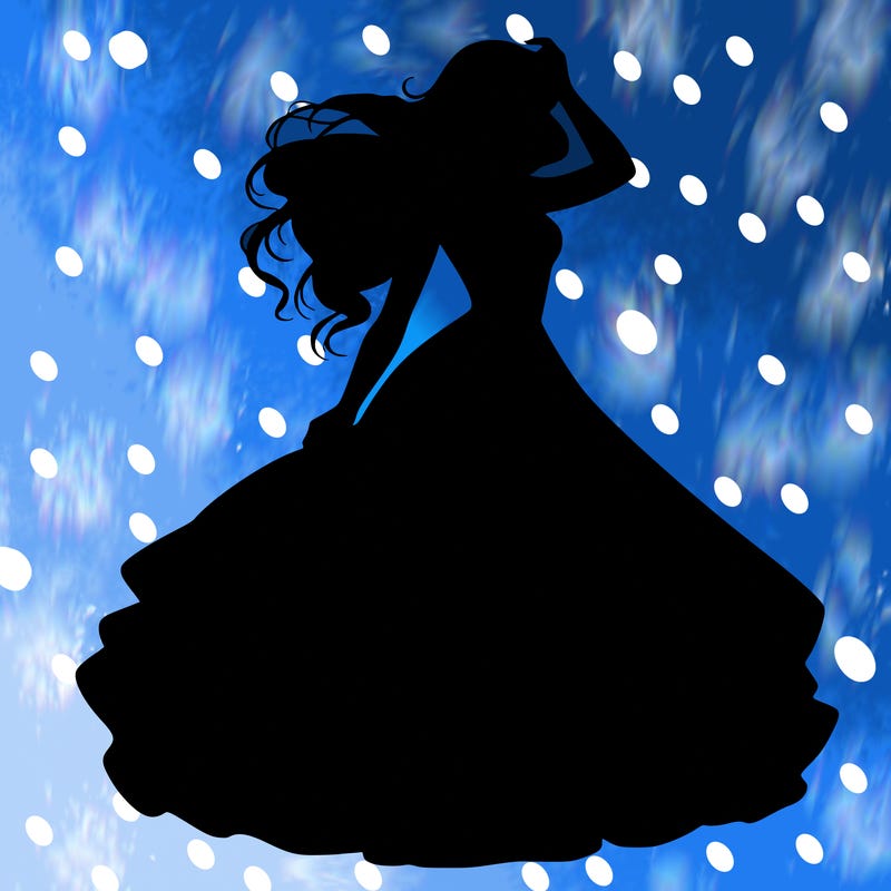 realistic woman with dress flowing in the wind