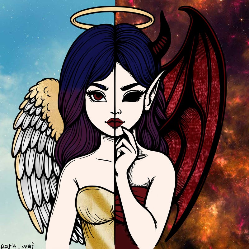 realistic angel half demon