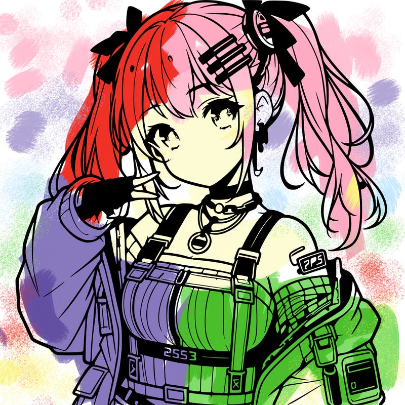 anime teen girl in cyberpunk outfit