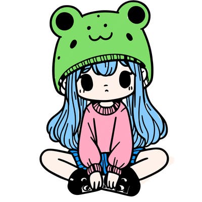 a girl wearing a frog hat and some frog socks