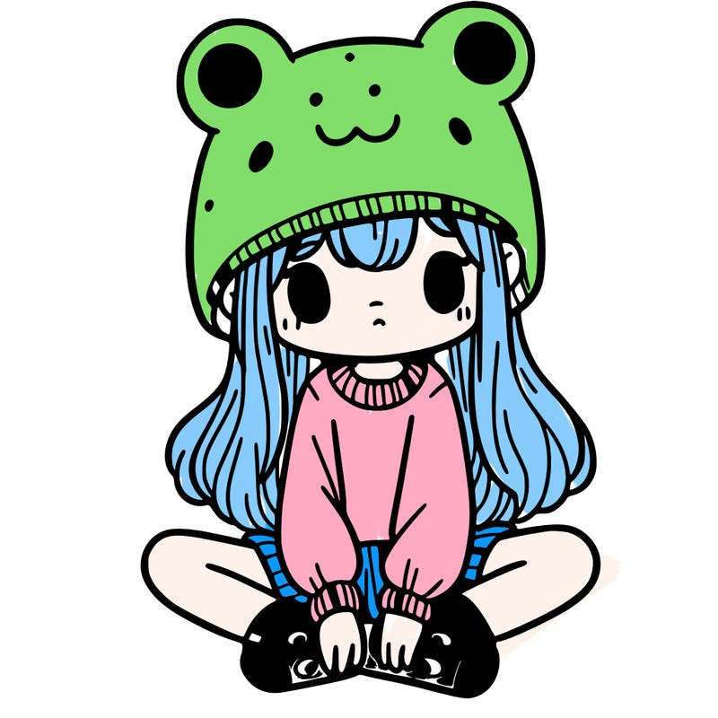 a girl wearing a frog hat and some frog socks