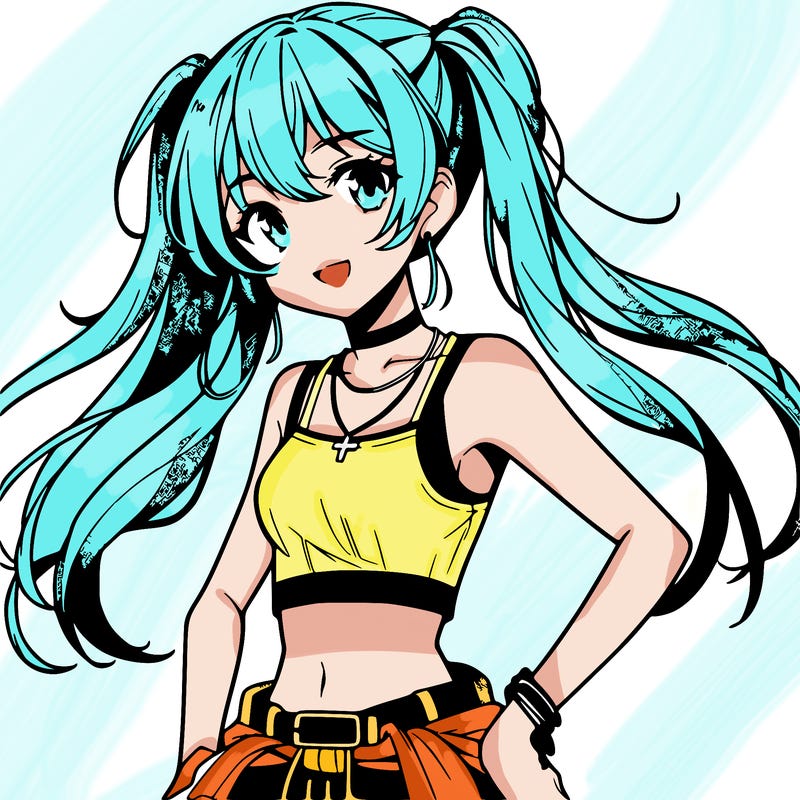 anime girl wearing crop top