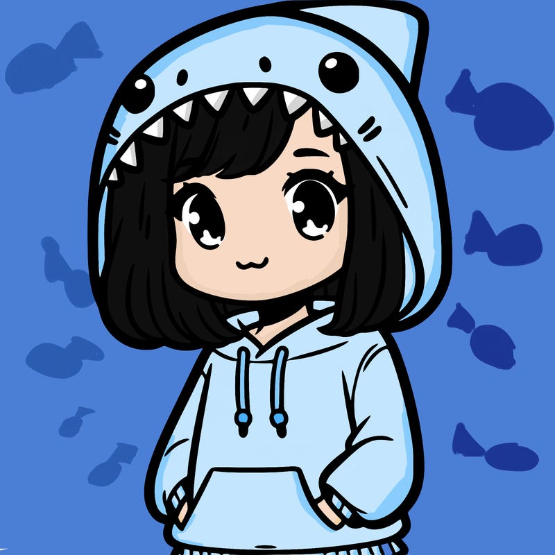 girl in shark hoodie