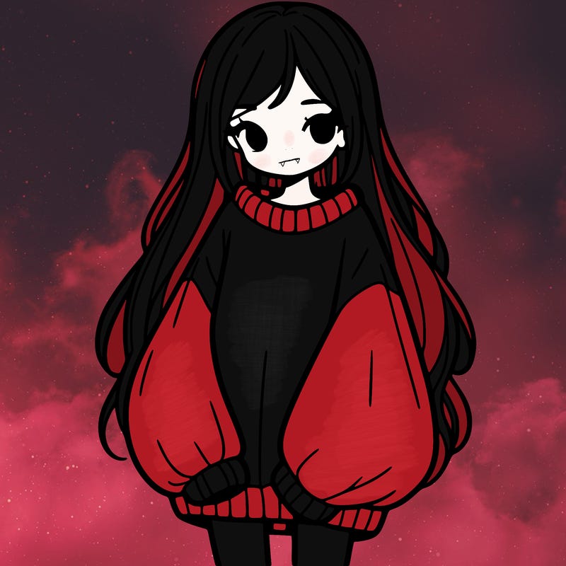 girl with long hair and is wearing an oversized sweater