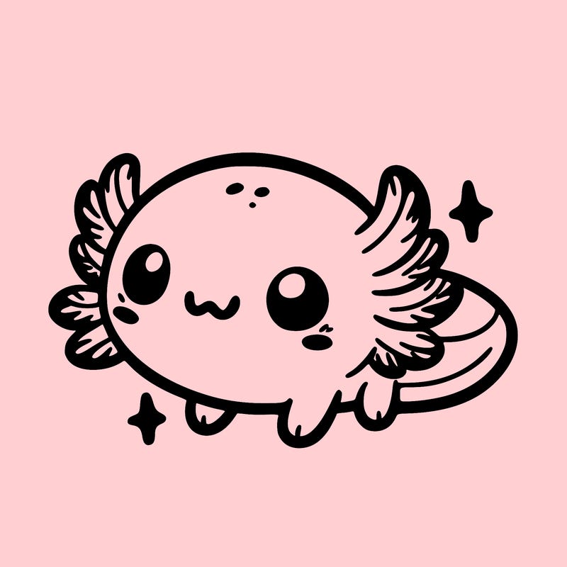 cute easy baby axolotl