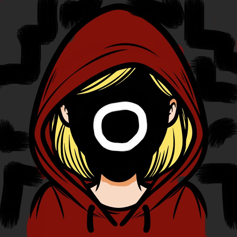 a faceless woman with a hood