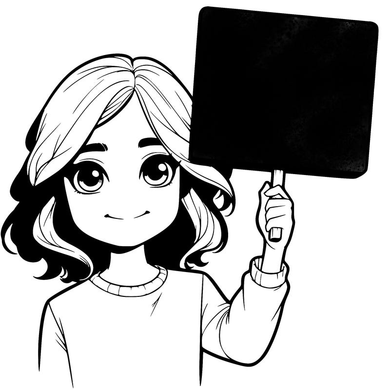 realistic girl holding up a sign