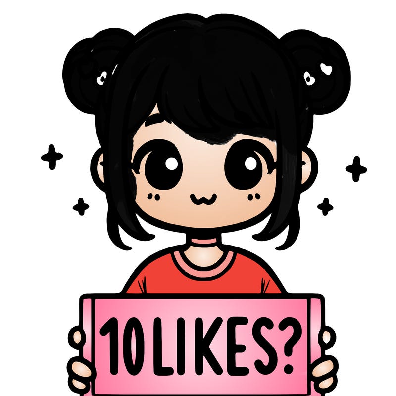 cute girl that is holding a sign that says 10 likes?