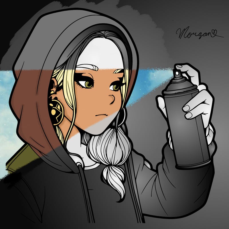 a realistic girl, spray painting