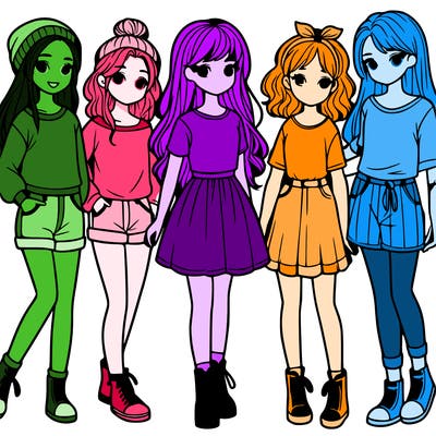 a group of five girls