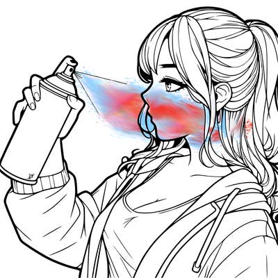 a realistic girl spray, painting