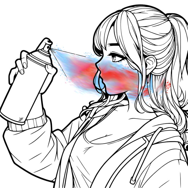 a realistic girl spray, painting