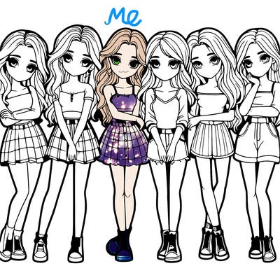 a group of girls realistic