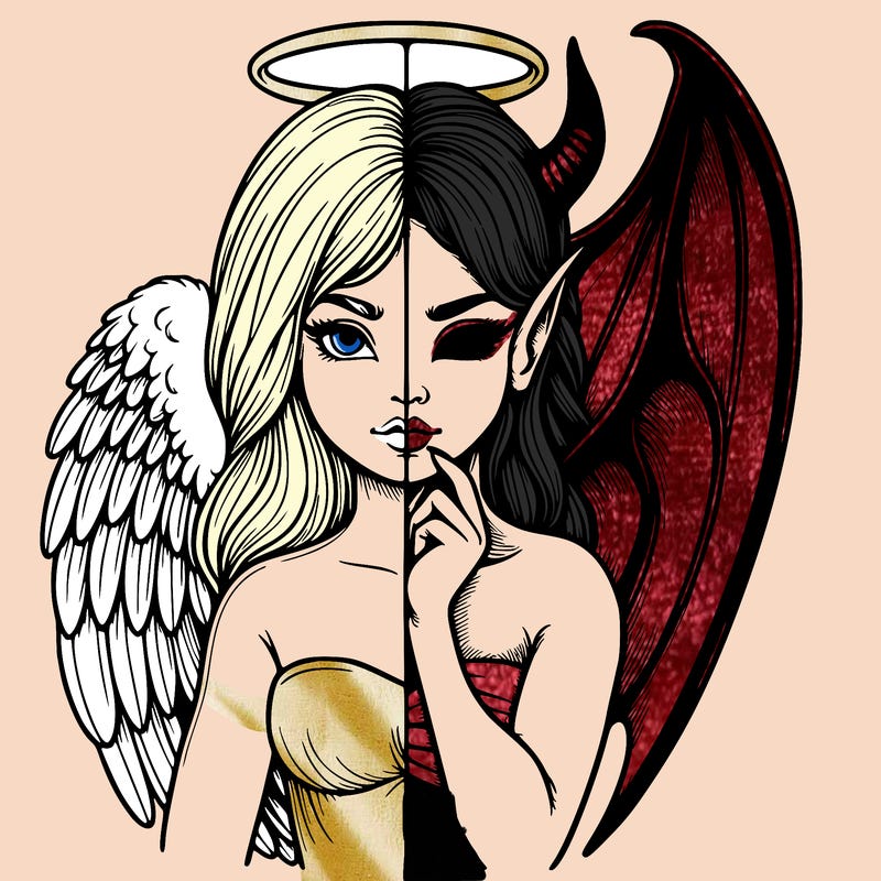 realistic angel half demon