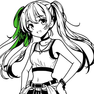 anime girl wearing crop top