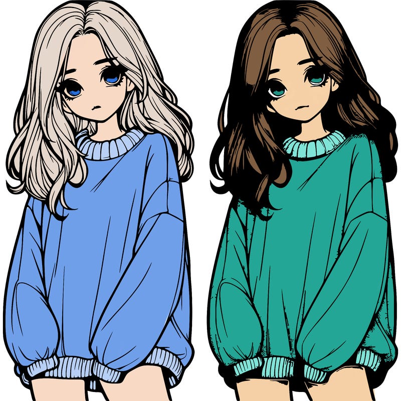 realistic girl with baggy sweater