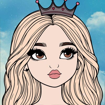 a realistic girl with a crown on
