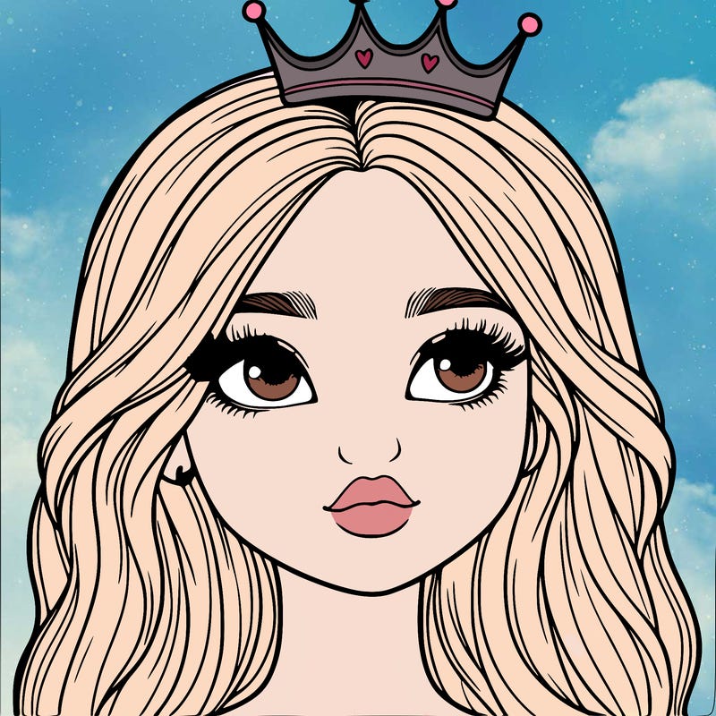 a realistic girl with a crown on