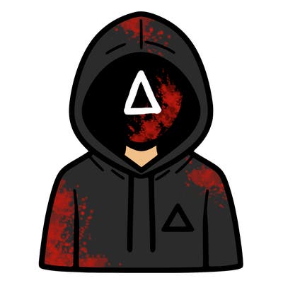 a person with non face waering a hoodie with a small triangle symbol