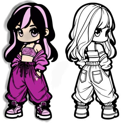 girl in crop top and baggy pants