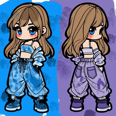 girl in crop top and baggy pants