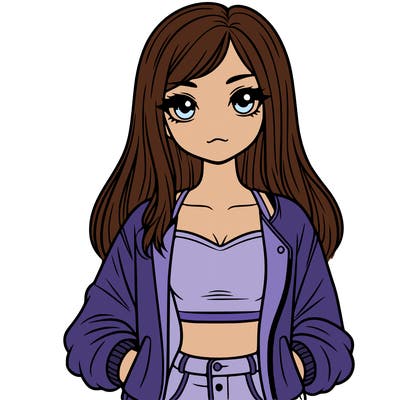 girl with long hair a crop top and a jacket