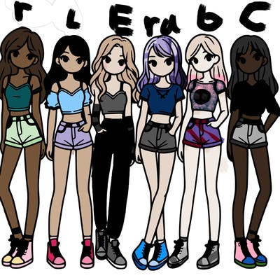 a group of girls wearing crop tops and shorts