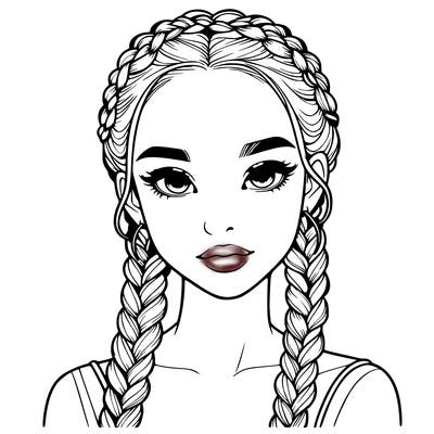 realistic girl with braids