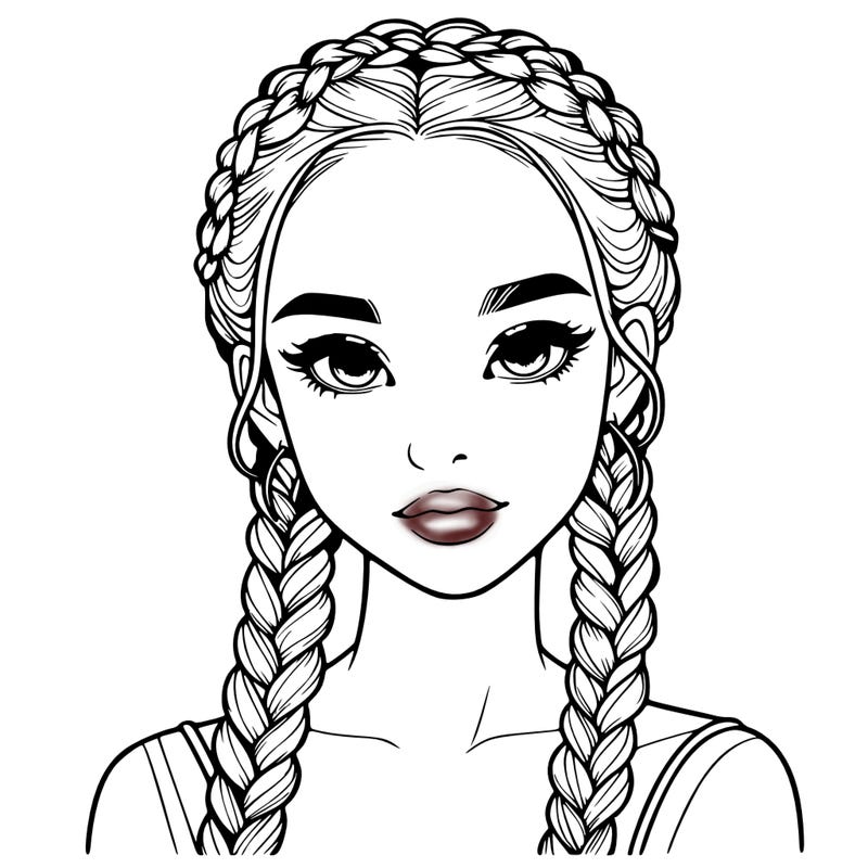 realistic girl with braids