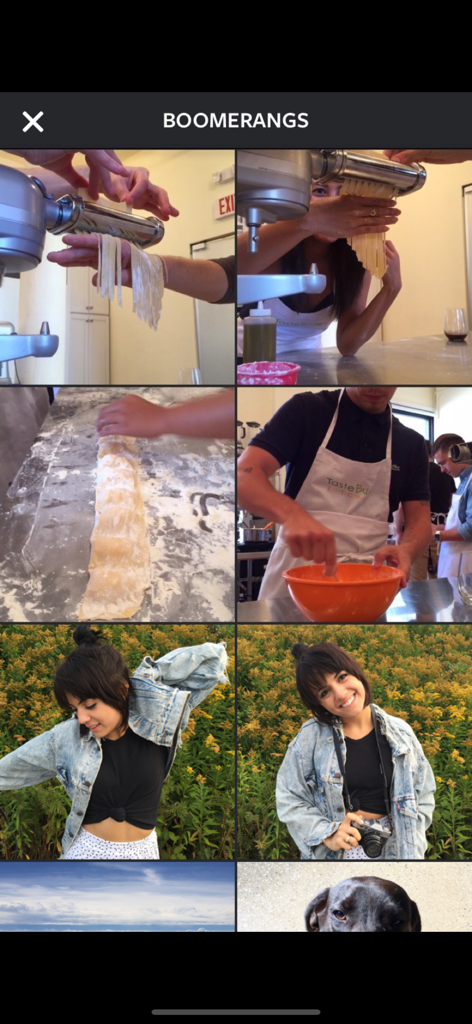 Origami Live - A grid layout of social media style photos and videos within an interactive mobile app prototype being viewed on Origami Live.