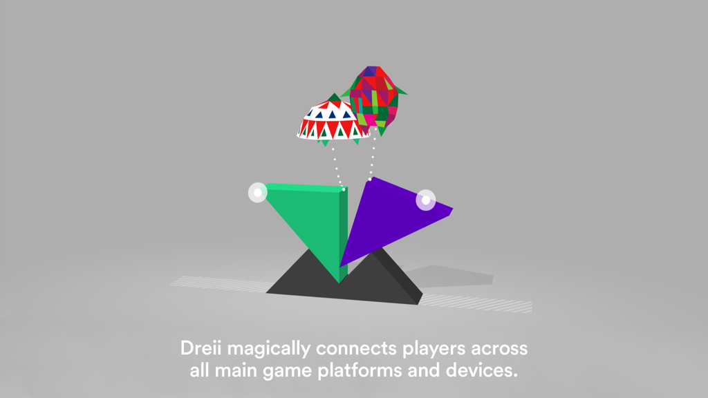 Minimalist geometric characters collaborating to balance shapes in the physics puzzle game Dreii