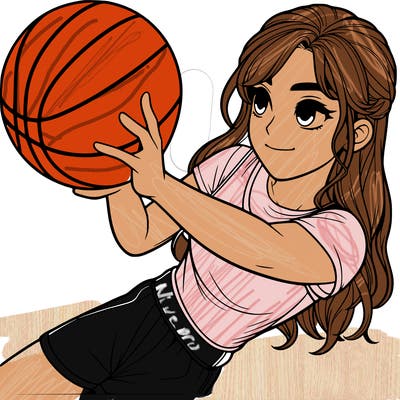 realistic girl playing basketball