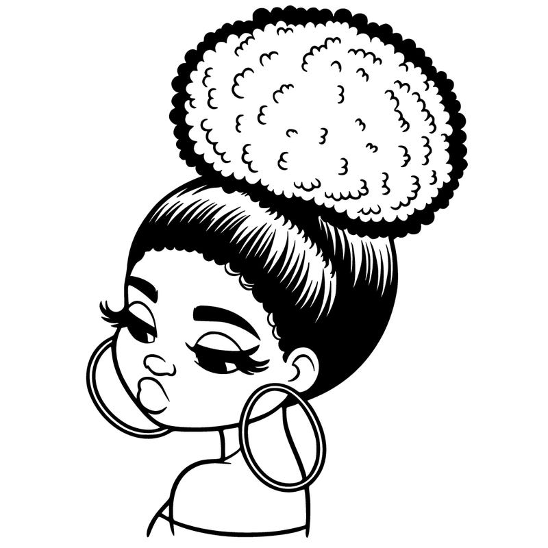 black grown woman with one puffy ponytail