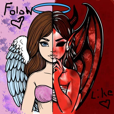 realistic angel half demon